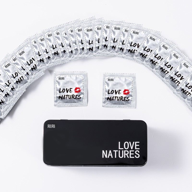 陌陌避孕套超薄003男用玻尿酸35只超润滑安全套中号成人用品铁盒