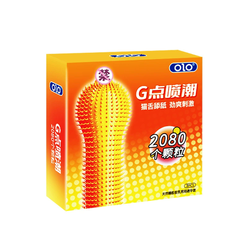 OLO猫舌套G点玻尿酸避孕套3只装酒店超市性用品3只装安全套